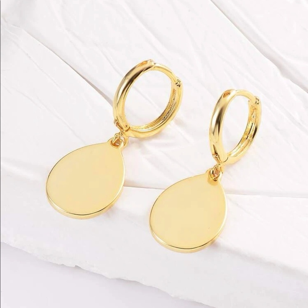 Gold Floral Huggie Hoop Earrings - Picture 6 of 9